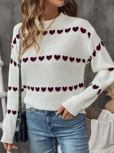 Bebe Women Self Design Pullover Sweater