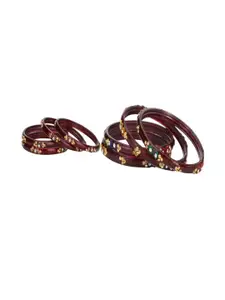 Somil Elegant Combo Glass Bangle Set | Handmade Traditional Chudi For Women | Perfect For Daily & Occasion Use, Combo Of 2 Set, Maroon