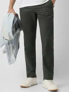 Van Heusen Sport Men Textured Slim Fit Mid-Rise Trousers