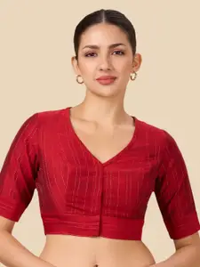 Studio Shringaar Striped V-Neck Saree Blouse