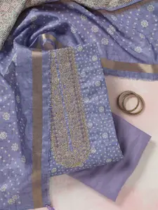 Koskii Floral Printed Sequinned Unstitched Dress Material