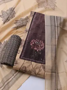 Meena Bazaar Floral Printed Sequinned Unstitched Dress Material