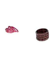 Somil Elegant Combo Glass Bangle Combo Of 2 Set, Multicolor, Maroon