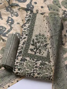 Meena Bazaar Floral Printed Sequinned Unstitched Dress Material