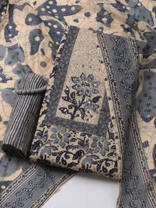 Meena Bazaar Floral Printed Sequinned Unstitched Dress Material