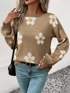 bebe Women Floral Pullover Sweater