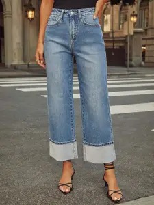 all about you Women Straight Fit High-Rise Light Fade Cotton Jeans