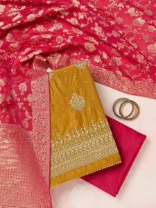 Koskii Floral Embroidered Zardozi Unstitched Dress Material