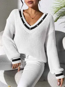 bebe Women Pullover with Beads Embellished Detail