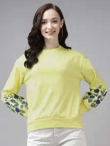 The Roadster Lifestyle Co. Women Floral Printed Round Neck Pullover Sweatshirt