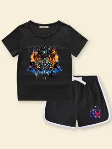 INCLUD Boys Abstract Printed T-Shirt With Shorts
