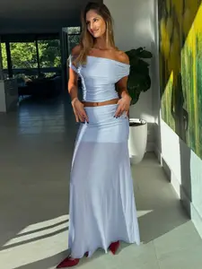 Outzidr Strapless Crop-Top With Maxi Skirt Co-Ords