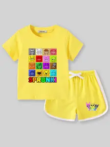 INCLUD Girls Sprunki Printed T-shirt with Shorts Clothing Set