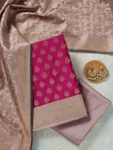 Koskii Floral Woven Design Zari Unstitched Dress Material