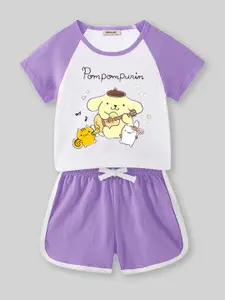 INCLUD Girls Graphics Printed T-shirt with Shorts