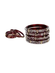 SOMIL Set of 8 Stones Studded Glass Bangles
