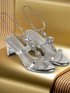 Metro Women Open Toe Block Sandals with Western- Embellished