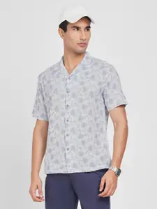 Peregrine by Pantaloons Floral Printed Cuban Collar Short Sleeves Pure Cotton Shirt