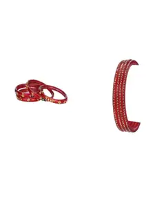 Somil Elegant Combo Glass Bangle Set | Handmade Traditional Chudi For Women | Perfect For Daily & Occasion Use, Combo Of 2 Set, Red