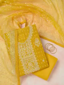 Koskii Floral Embroidered Zardozi Unstitched Dress Material