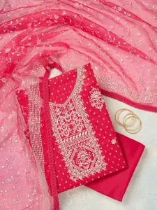 Koskii Floral Embroidered Sequinned Unstitched Dress Material