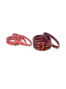 Somil Elegant Combo Glass Bangle Combo Of 2 Set, Gajri, Maroon