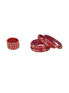 Somil Combo Glass Bangles For Women |Combo Of 2 Set, Red