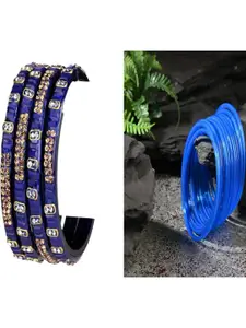 Somil Combo Glass Bangles For Women | Traditional Bangles Set | Daily, Festive & Party, Combo Of 2 Set, Blue