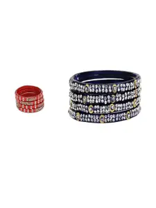 Somil Combo Glass Bangles For Women | Traditional Bangles Set | Daily, Festive & Party, Combo Of 2 Set, Red, Blue
