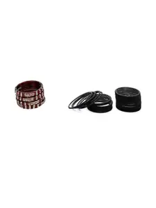 Somil Combo Glass Bangles For Women | Traditional Bangles Set | Daily, Festive & Party, Combo Of 2 Set, Maroon, Black