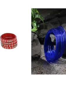 Somil Combo Glass Bangles For Women | Traditional Bangles Set | Daily, Festive & Party, Combo Of 2 Set, Red, Blue