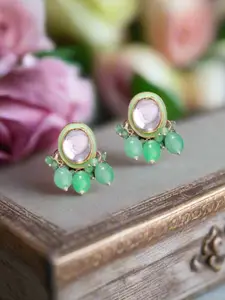 Jazz and Sizzle Gold Plated Kundan Studded & Artificial Beaded Circular Shaped Studs