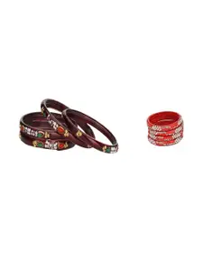 Somil Combo Glass Bangles For Women | Traditional Bangles Set | Daily, Festive & Party, Combo Of 2 Set, Maroon, Red