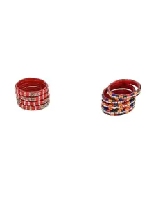 Somil Set Of 8 Alloy Artificial Stones and Beads Bangles