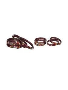 Somil Combo Glass Bangles For Women |Combo Of 2 Set, Maroon