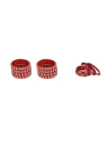 SOMIL Set of 12 Maroon and Red Glass Bangle