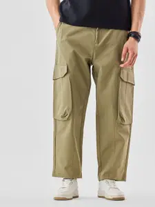 Snitch Men Olive Mid-Rise Baggy Cargo Pants