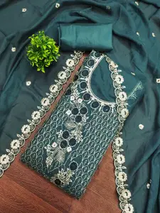 Maroosh Floral Embroidered Thread Work Georgette Unstitched Dress Material