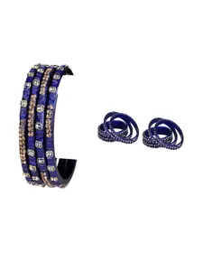 SOMIL Women Set Of 12 Artificial Stones And Beads Handcrafted Glass Bangles