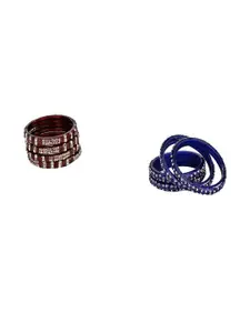 Somil Combo Glass Bangles For Women | Traditional Bangles Set | Daily, Festive & Party, Combo Of 2 Set, Maroon, Blue