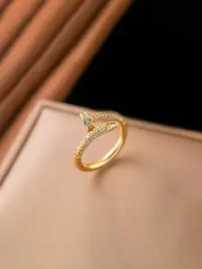 Jewels Galaxy Gold-Plated Crystals-Studded Anti-Tarnish Finger Ring