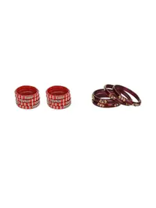 Somil Combo Glass Bangles For Women  Combo Of 2 Set, Red, Maroon