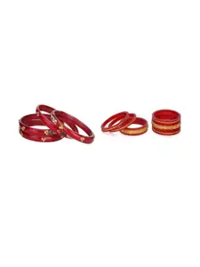 Somil Set Of 10 Alloy Artificial Stones and Beads Glass Bangles