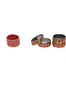 Somil Elegant Women Multi Pack Of 8 Handmade Traditional Glass Bangle Set