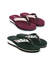 TWO SOFT Women Set Of 2 Thong Flip-Flops