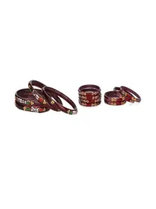 Somil Elegant Combo Glass Bangle Set | Handmade Traditional Chudi For Women | Perfect For Daily & Occasion Use, Combo Of 2 Set, Maroon
