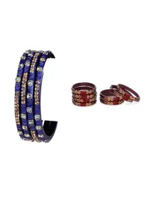 Somil Combo Glass Bangles For Women | Traditional Bangles Set | Daily, Festive & Party, Combo Of 2 Set, Blue, Maroon