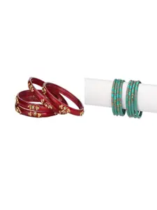 Somil Elegant Combo Glass Bangle Set | Handmade Traditional Chudi For Women | Perfect For Daily & Occasion Use, Combo of 2 Set, Red, Multicolor