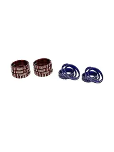 Somil Combo Glass Bangles For Women | Traditional Bangles Set | Daily, Festive & Party, Combo Of 2 Set, Maroon, Blue