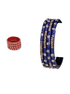 Somil Set Of 8 Alloy Artificial Stones and Beads Glass Bangles